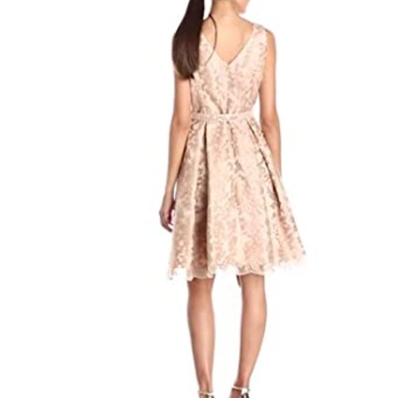 Gold Lace Fit & Flare Cocktail/Formal Dress Size 4 - Picture 2 of 10